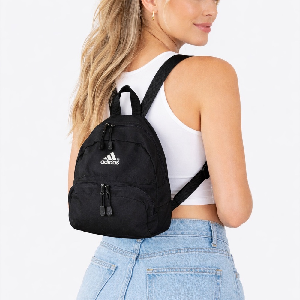 Adidas Mini Backpack Black Logo Sport Bag Vintage Y2K Boho